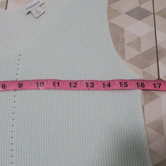 SUNDANCE BAYLEE KNIT SWEATER VEST sleeveless blue S vneck breezy coastal beach - Picture 7 of 8